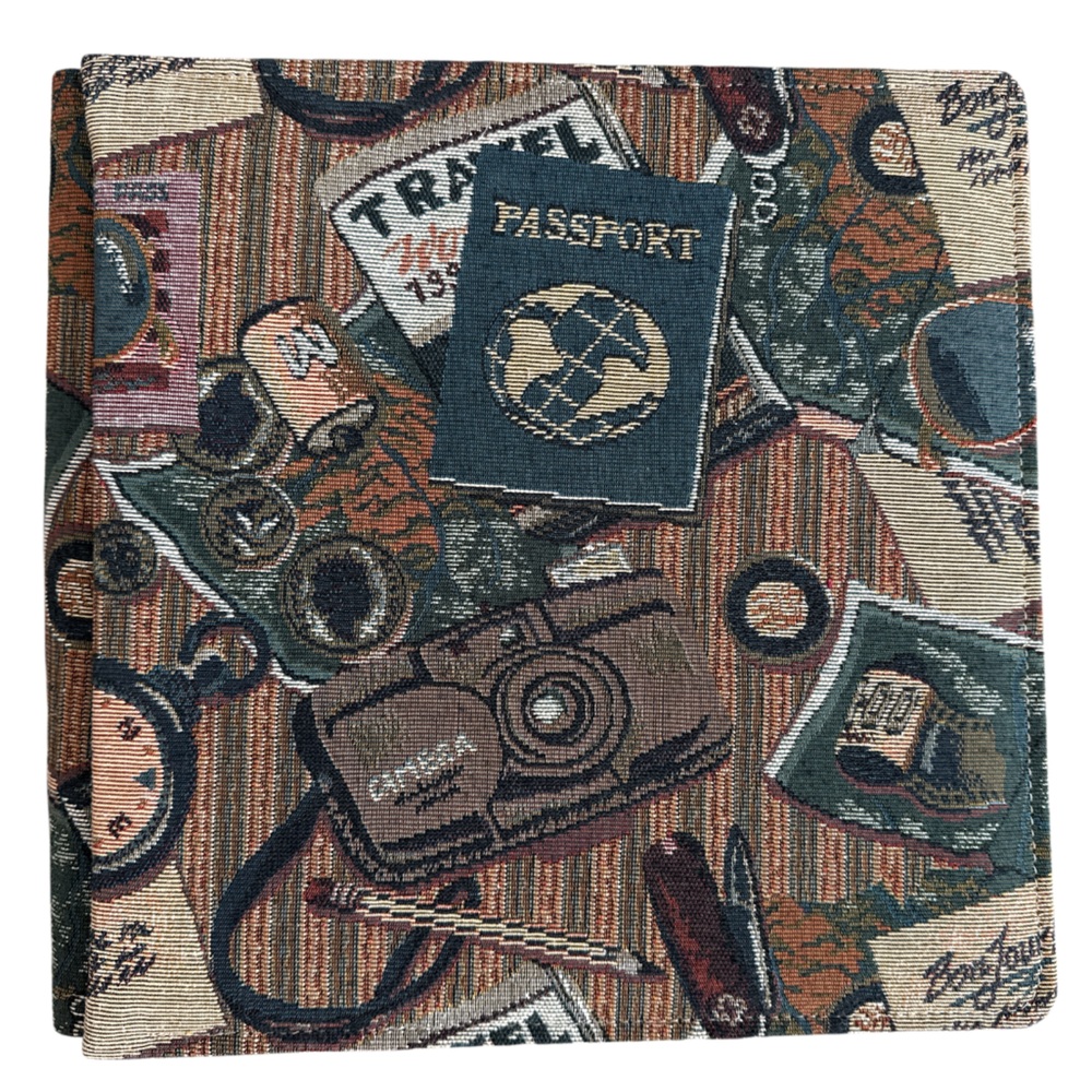 Vintage Creative Memories Passport Tapestry Fabric Scrapbook Album 12” by 12”